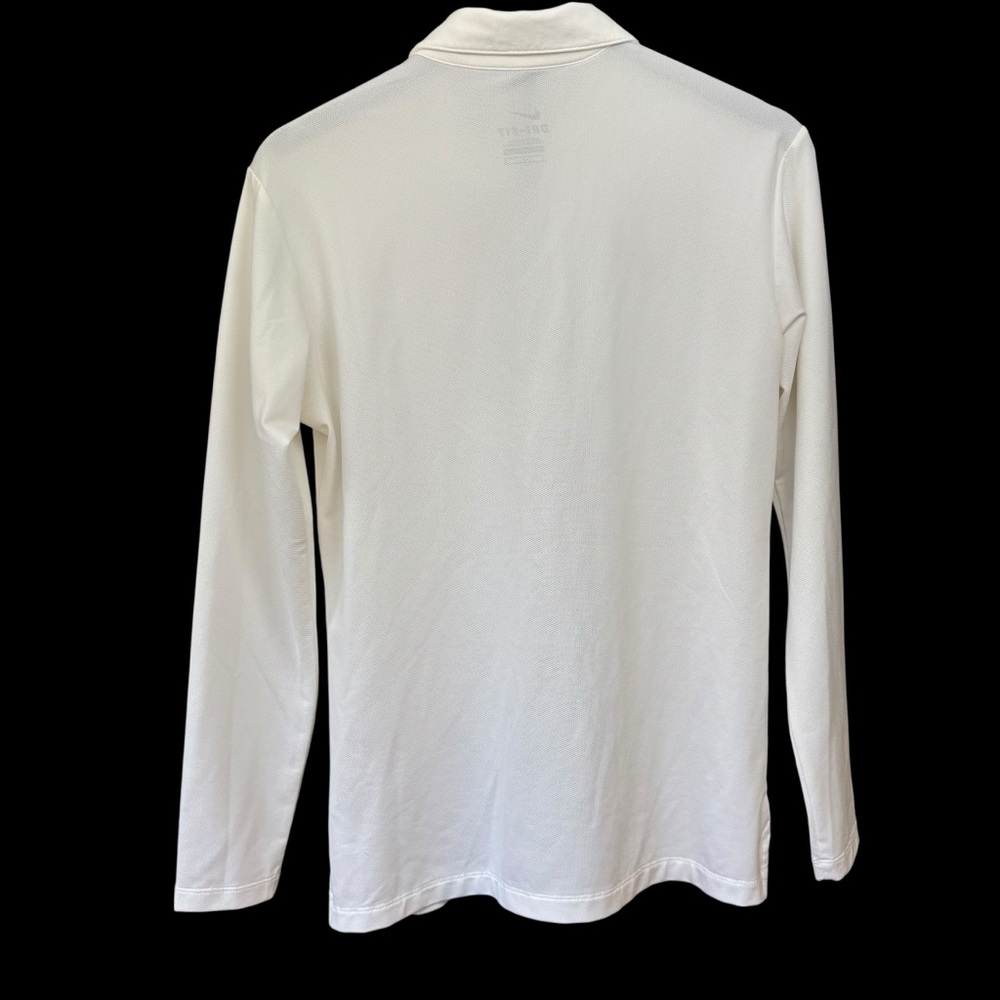 Nike Dri Fit White w/ Gold Logo Long Sleeve Collared Polo Women’s L Golf - Picture 3 of 8